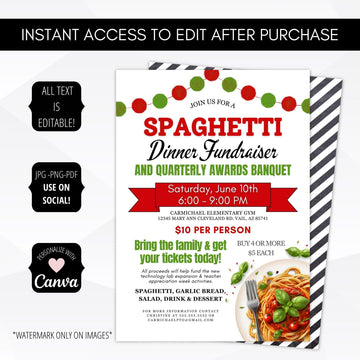 pasta fundraiser invitation